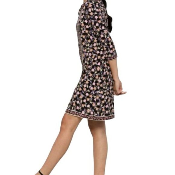 WISP Marnie Knit Floral Shift Dress, Stretch, 3/4 Sleeves - Size 4 - NWT - Picture 4 of 10